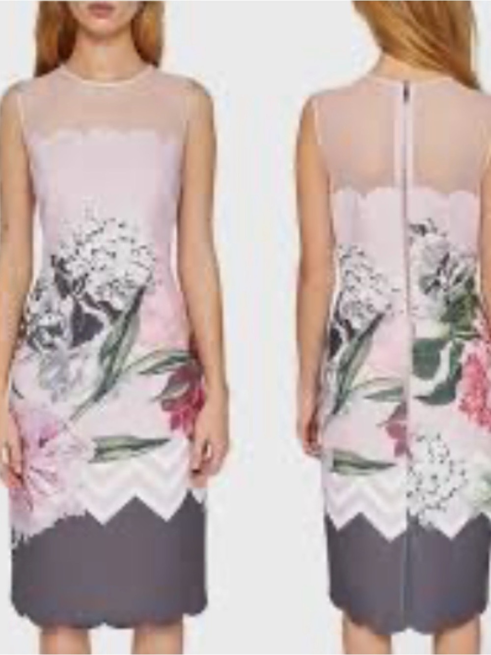 Ted Baker London Pink Floral Sheath Midi Dress